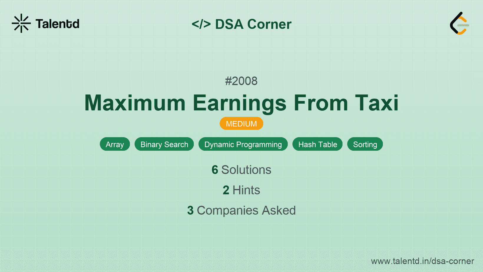 Problem visualization for Maximum Earnings From Taxi