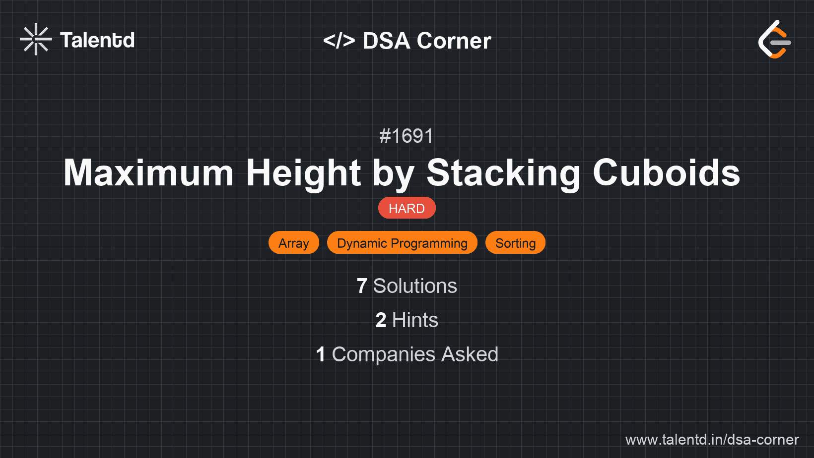 Problem visualization for Maximum Height by Stacking Cuboids 