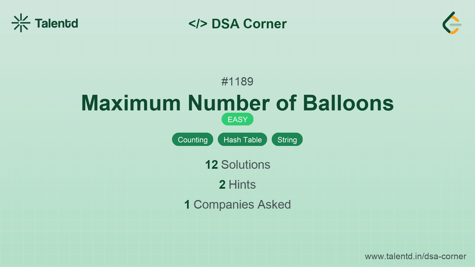 Problem visualization for Maximum Number of Balloons