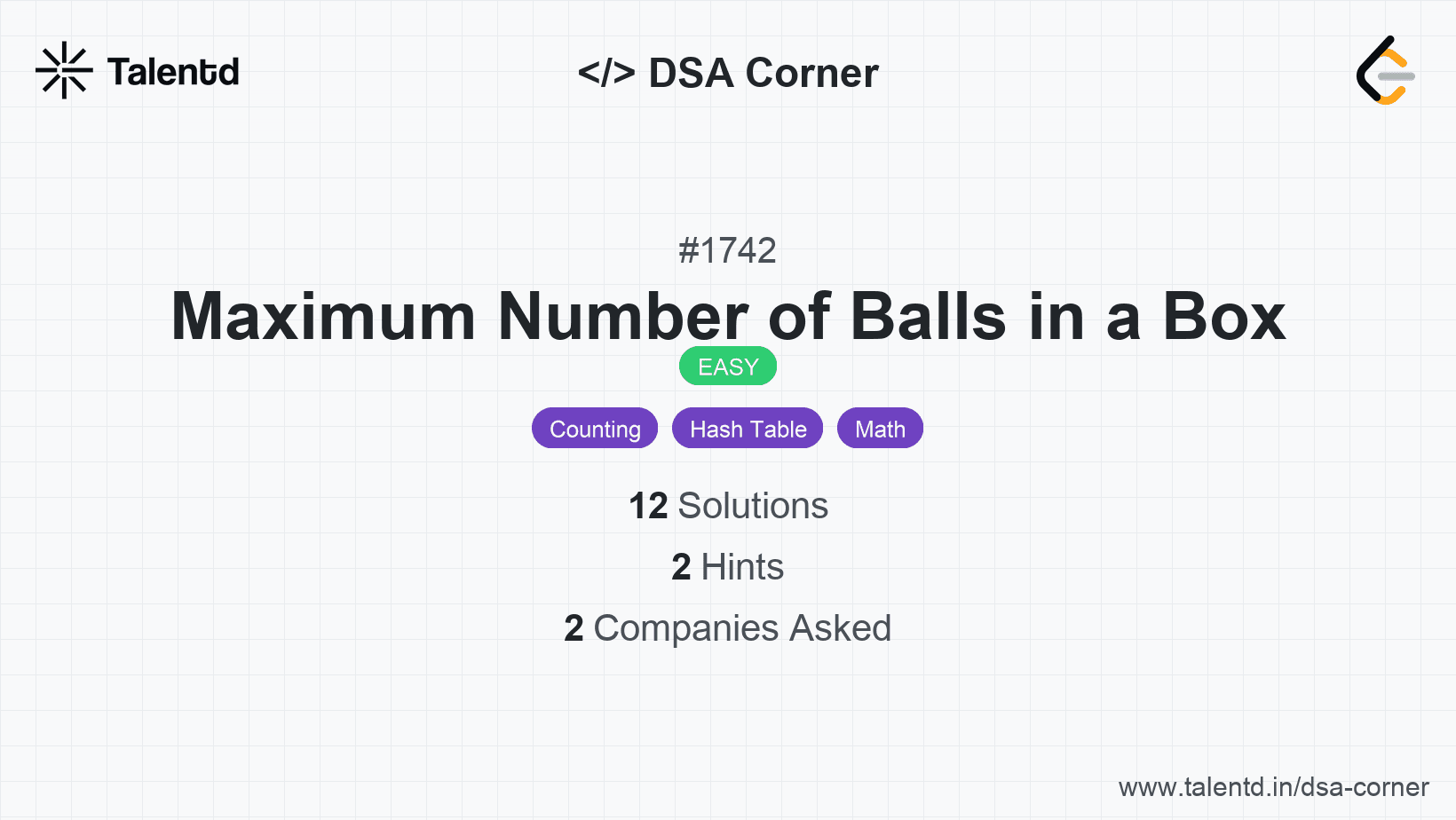 Problem visualization for Maximum Number of Balls in a Box