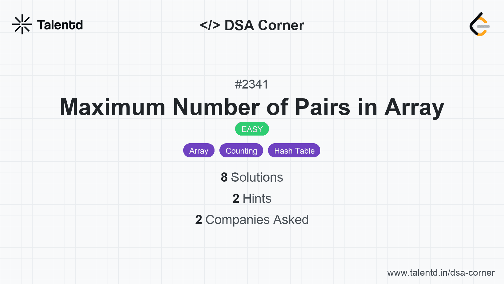 Problem visualization for Maximum Number of Pairs in Array