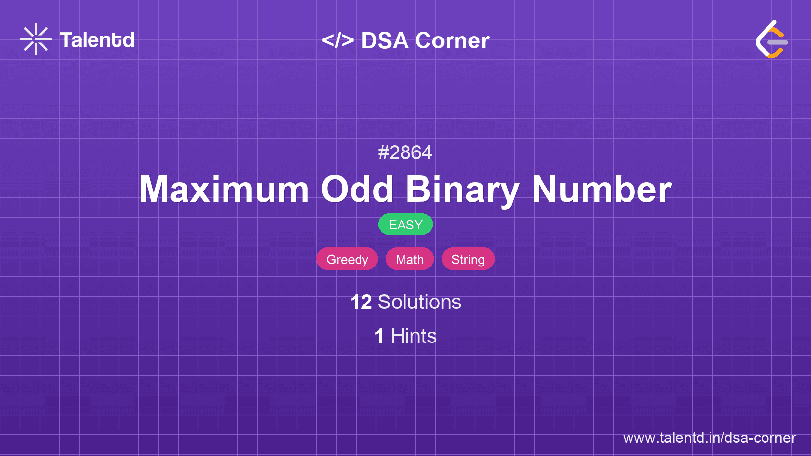 Problem visualization for Maximum Odd Binary Number
