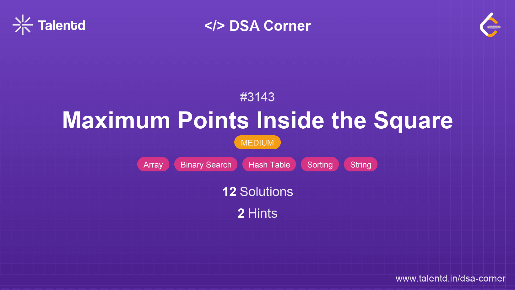 Problem visualization for Maximum Points Inside the Square