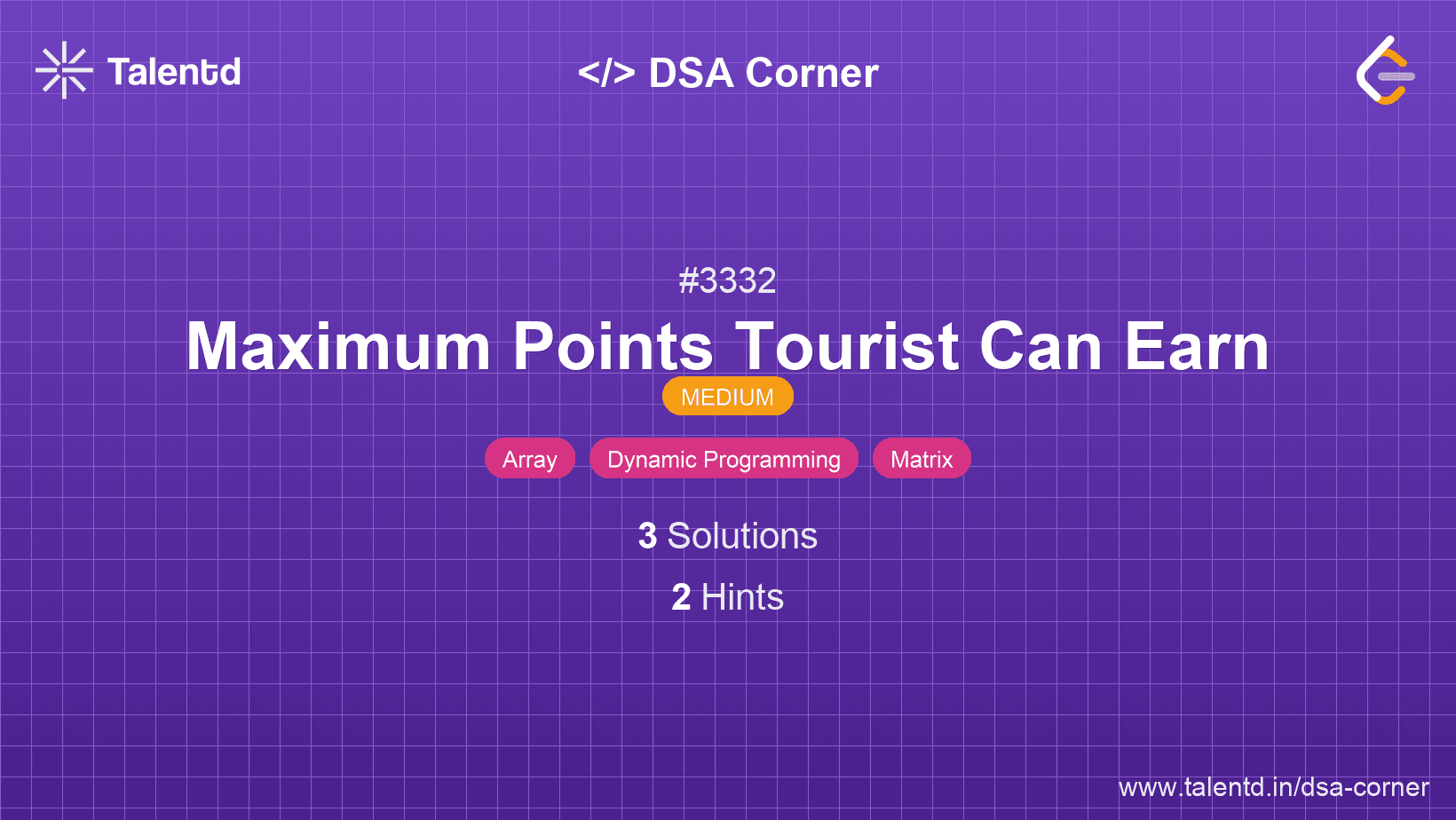 Problem visualization for Maximum Points Tourist Can Earn