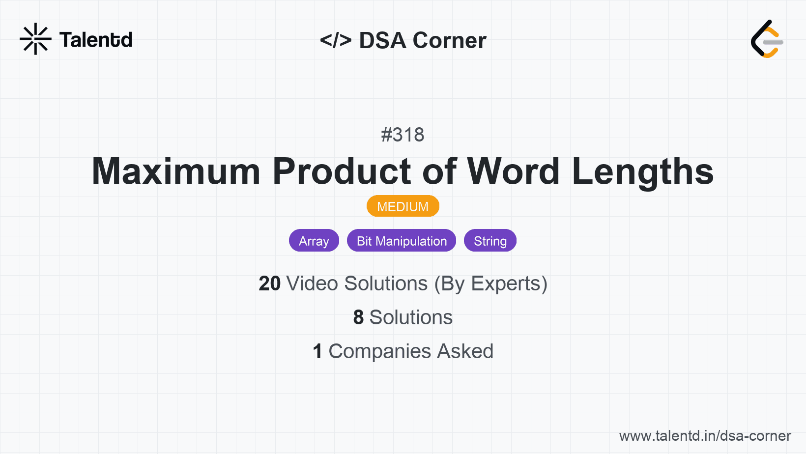 Problem visualization for Maximum Product of Word Lengths