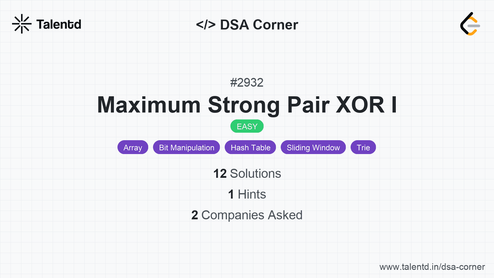 Problem visualization for Maximum Strong Pair XOR I