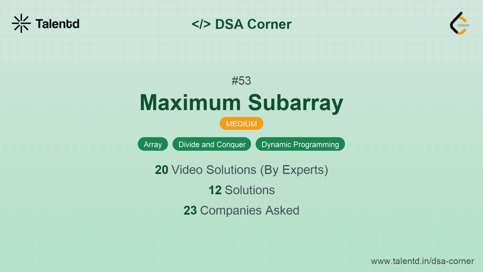 Problem visualization for Maximum Subarray