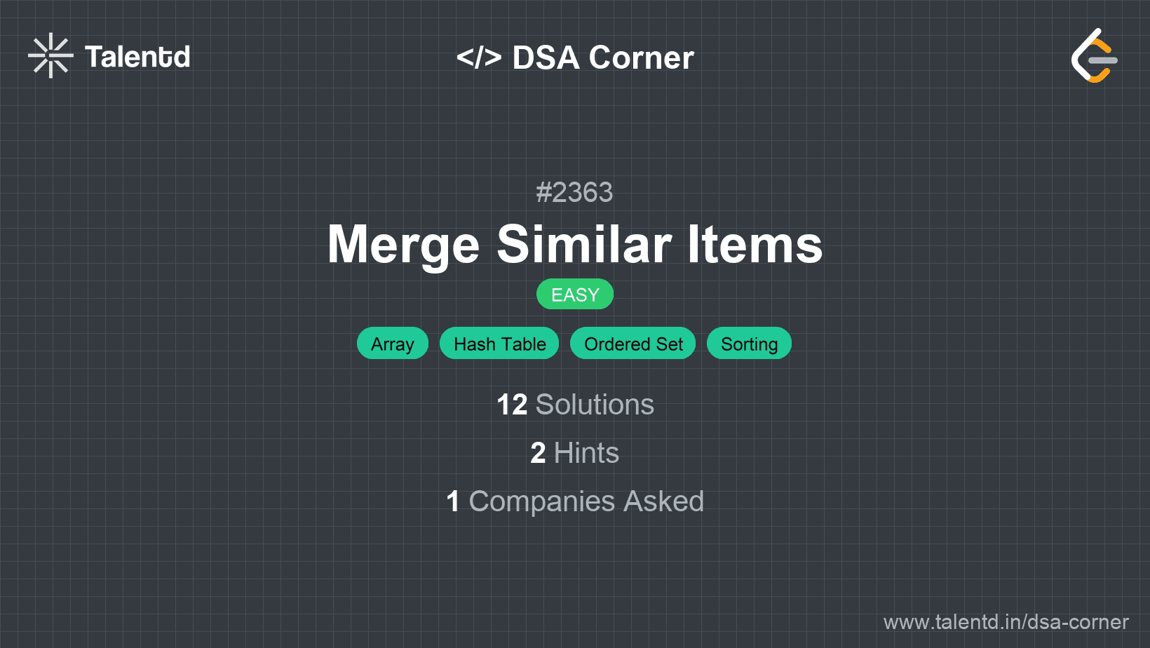 Problem visualization for Merge Similar Items