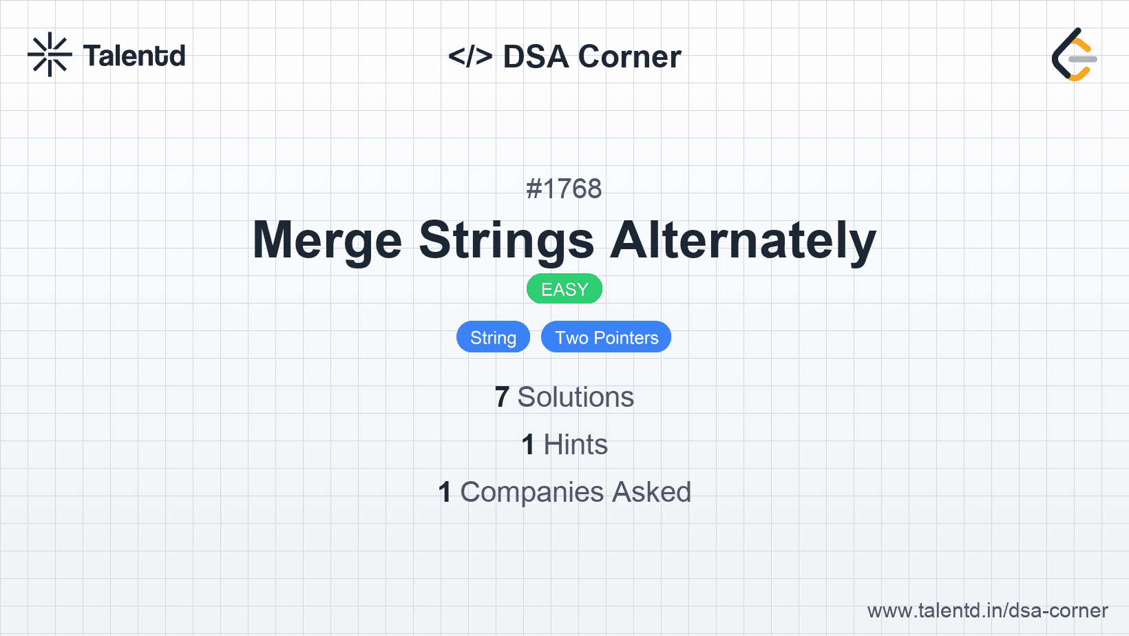 Problem visualization for Merge Strings Alternately