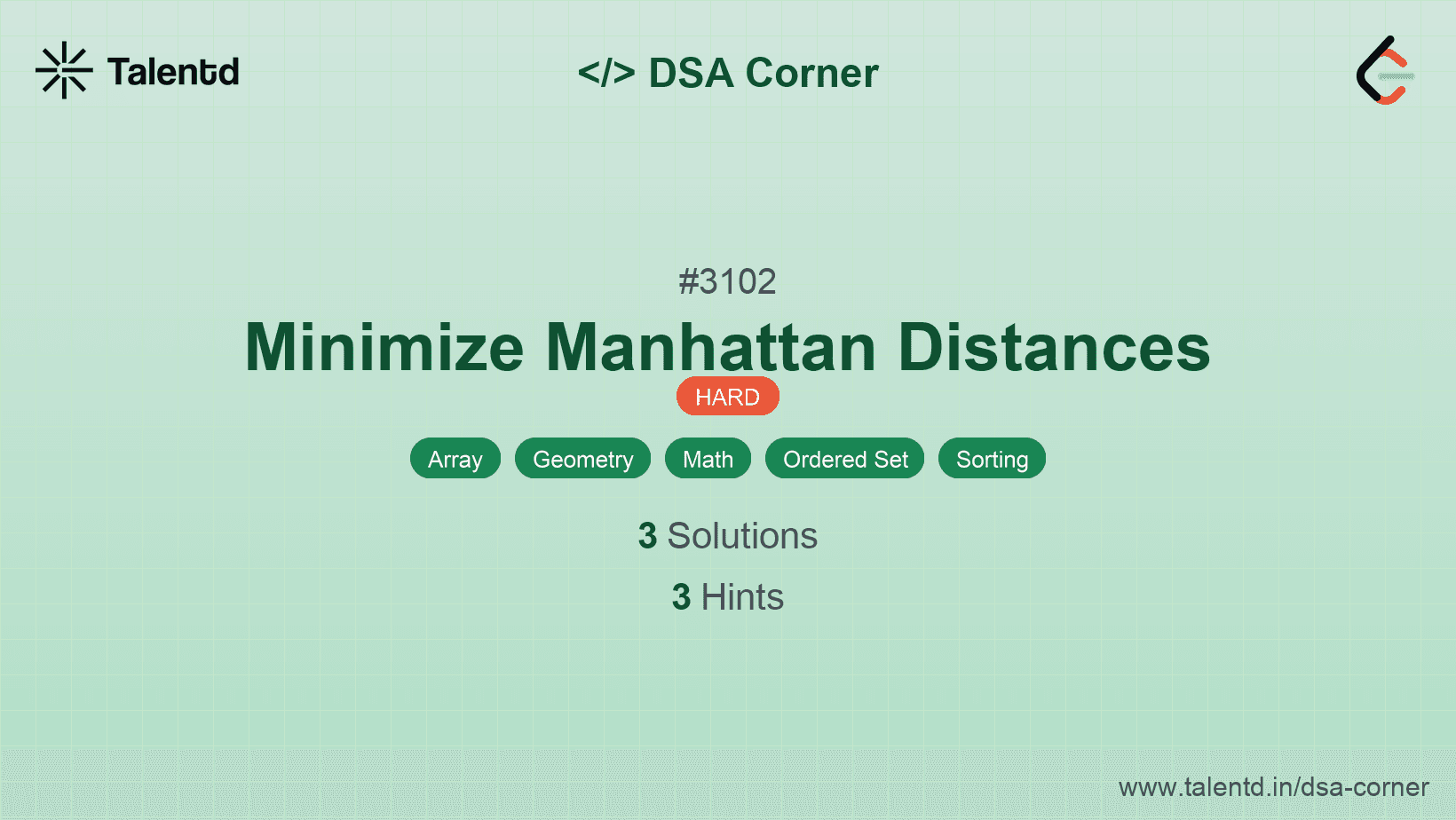 Problem visualization for Minimize Manhattan Distances
