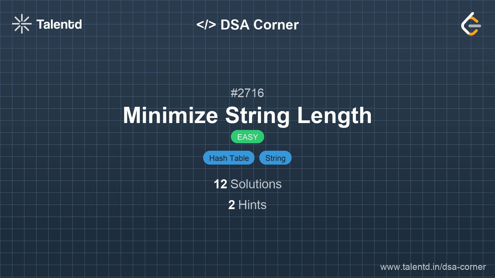 Problem visualization for Minimize String Length