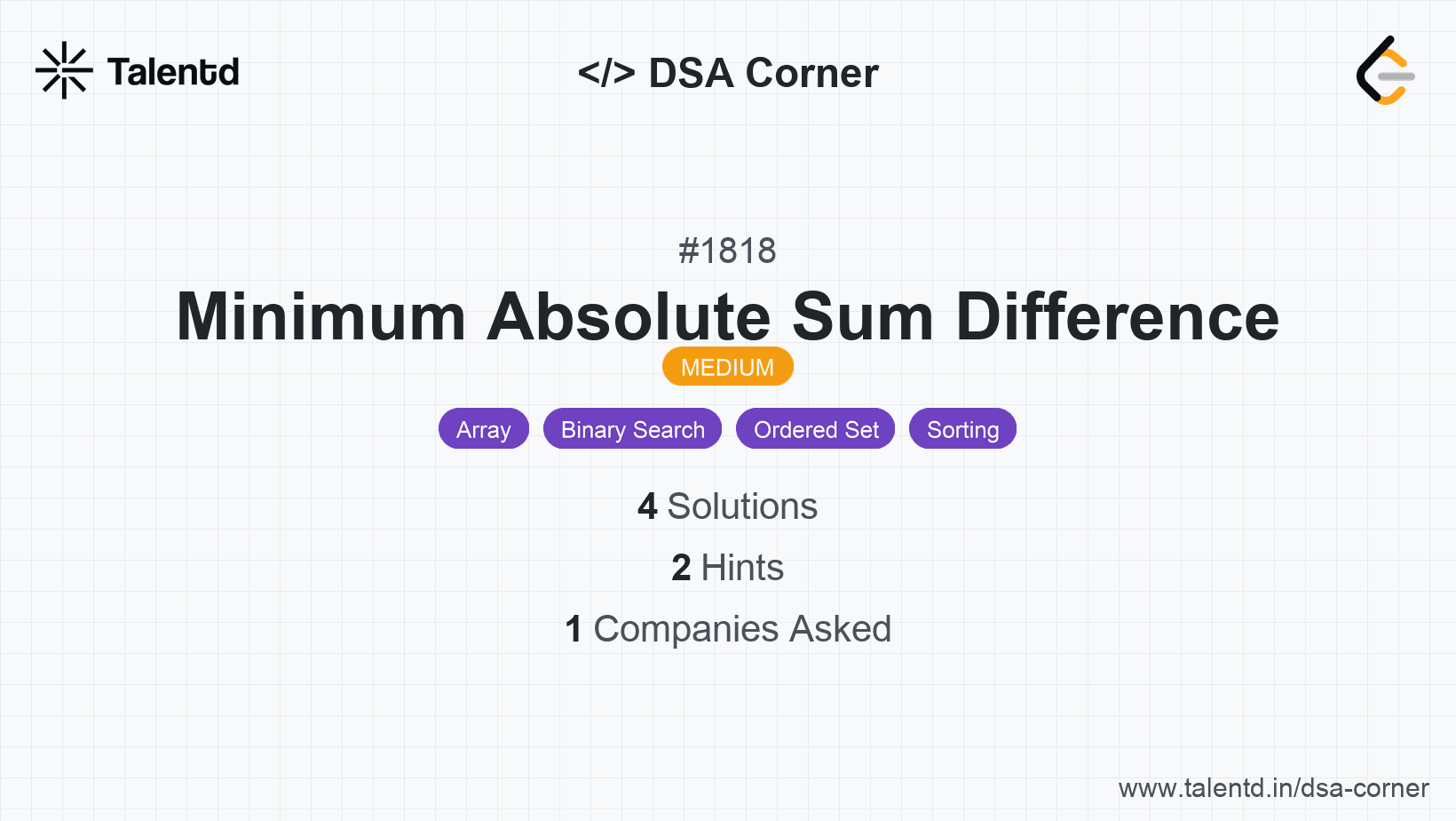 Problem visualization for Minimum Absolute Sum Difference