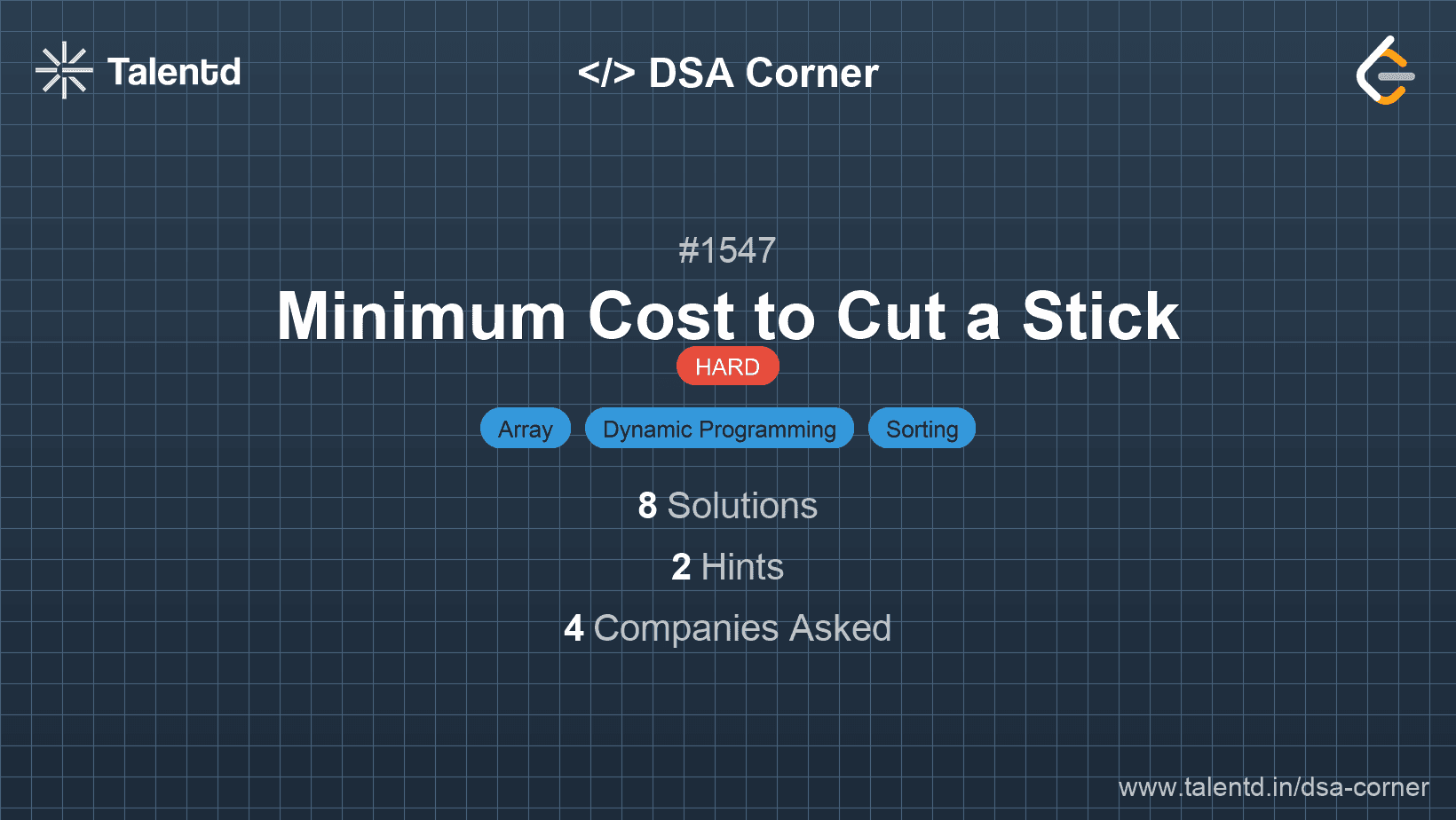 Problem visualization for Minimum Cost to Cut a Stick