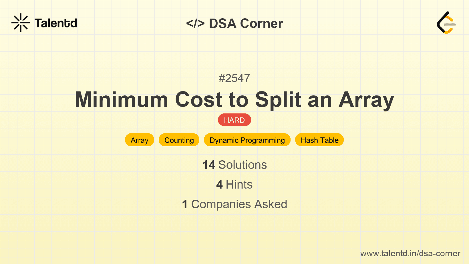Problem visualization for Minimum Cost to Split an Array