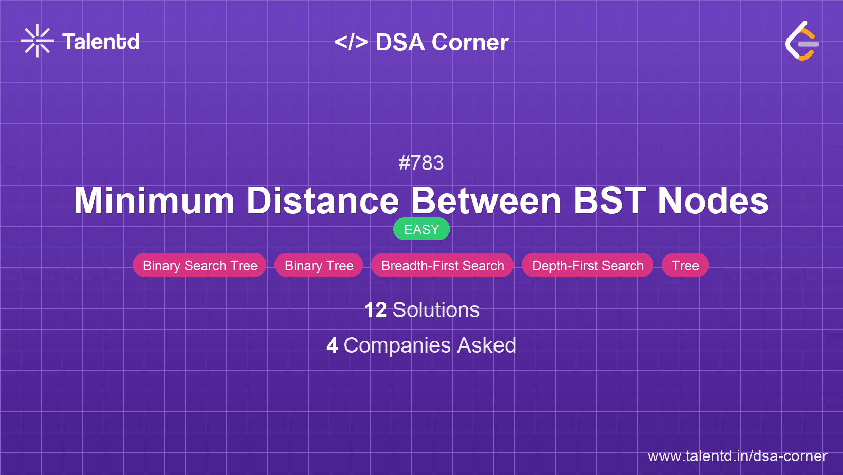 Problem visualization for Minimum Distance Between BST Nodes