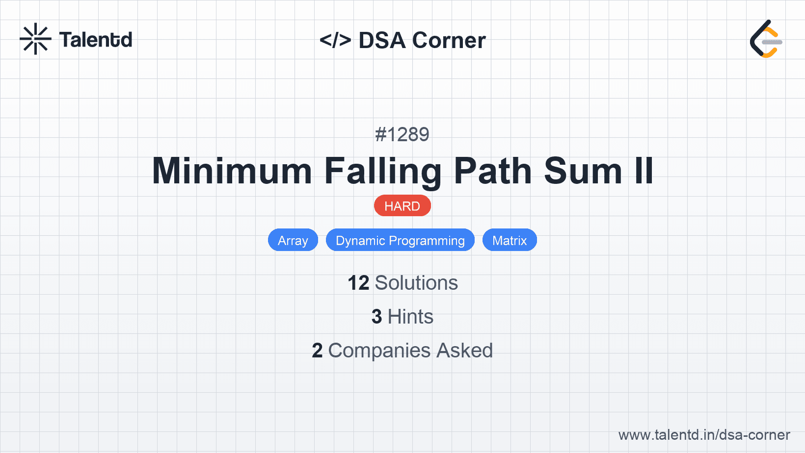 Problem visualization for Minimum Falling Path Sum II