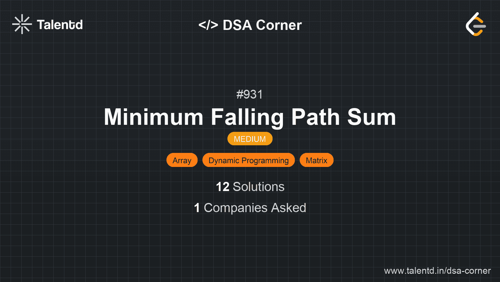 Problem visualization for Minimum Falling Path Sum