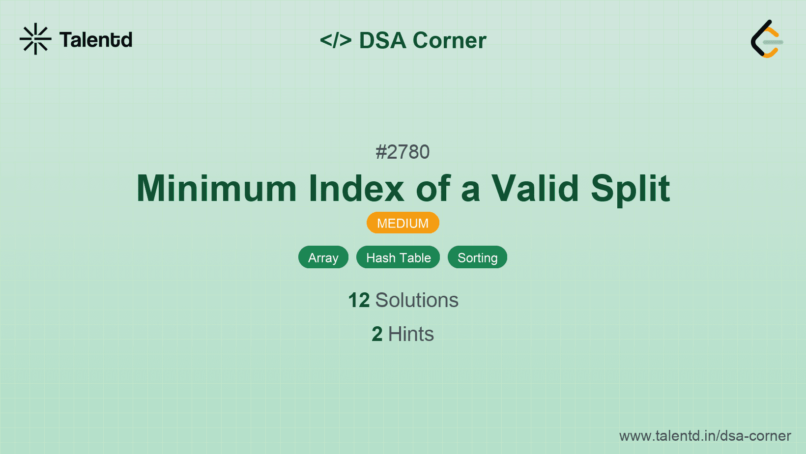 Problem visualization for Minimum Index of a Valid Split