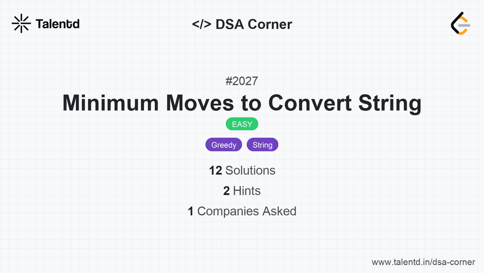 Problem visualization for Minimum Moves to Convert String