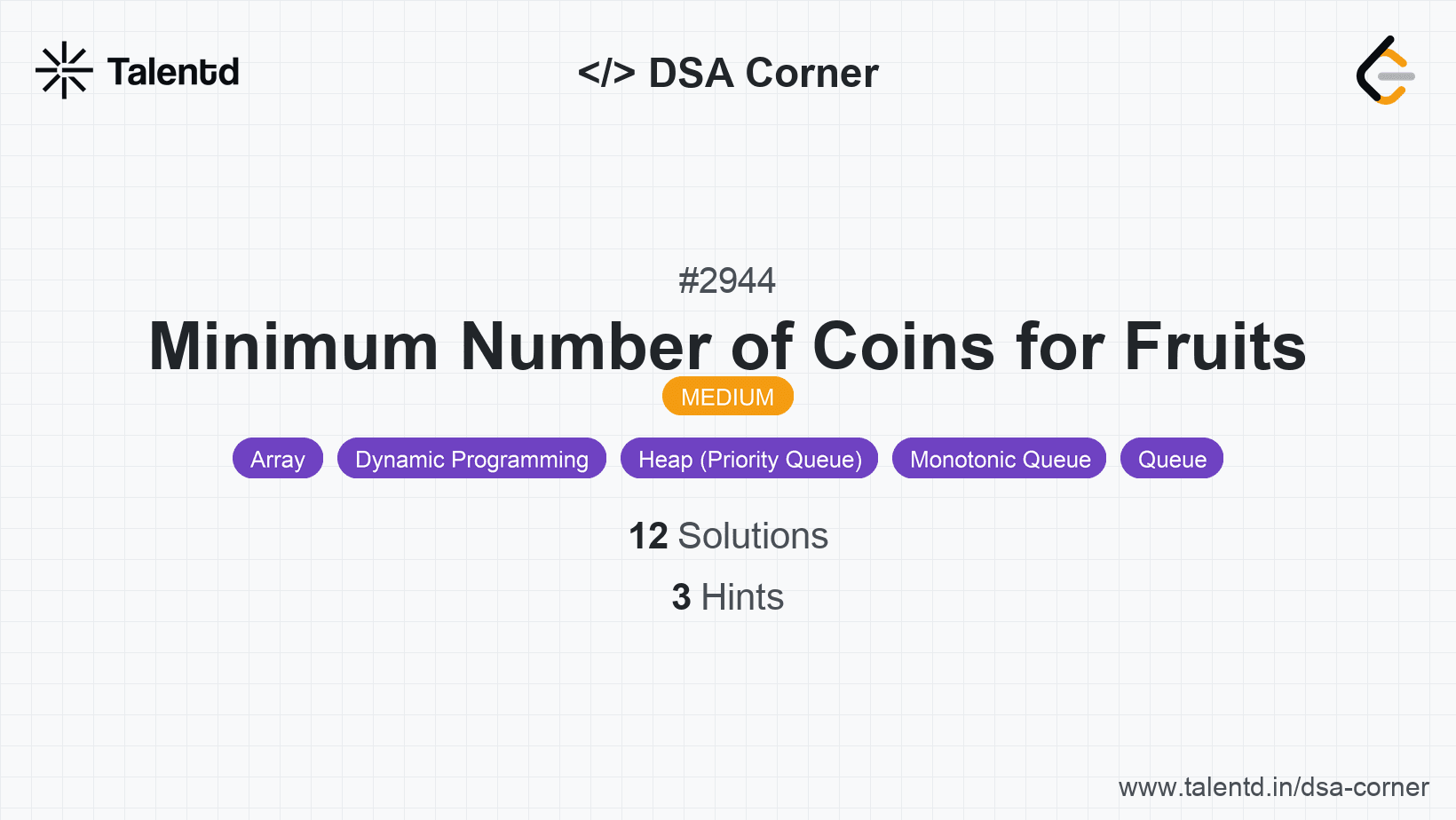 Problem visualization for Minimum Number of Coins for Fruits