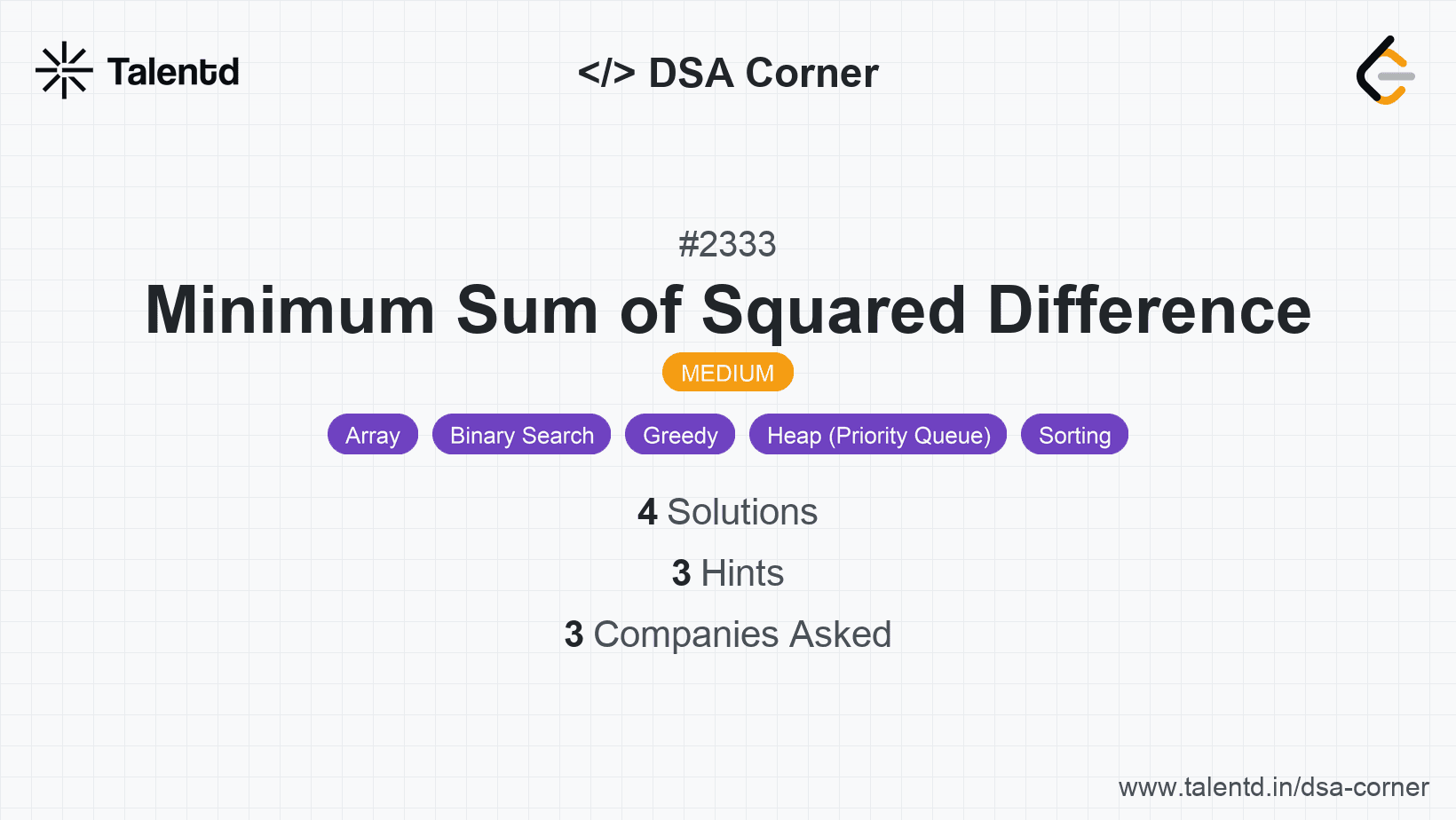 Problem visualization for Minimum Sum of Squared Difference