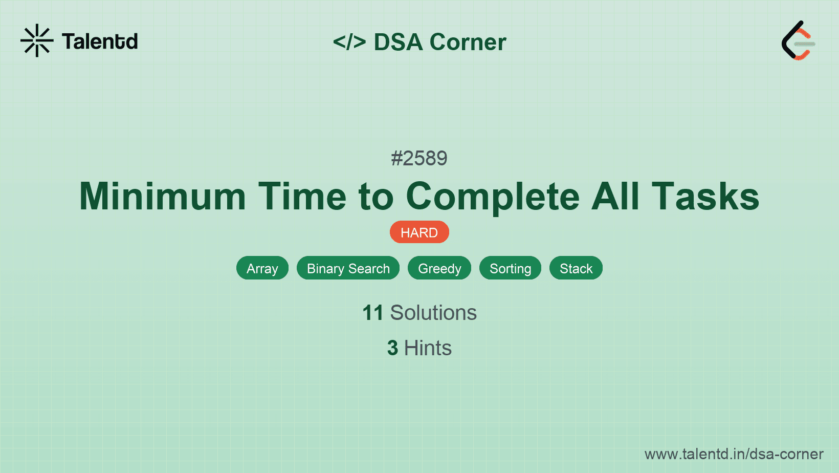 Problem visualization for Minimum Time to Complete All Tasks