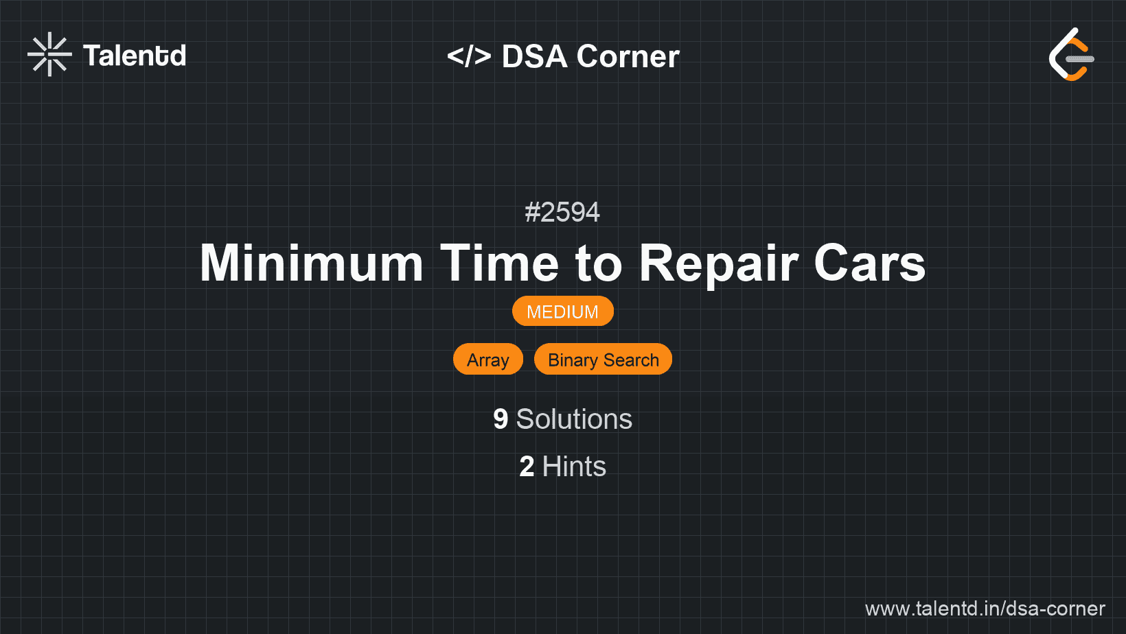 Problem visualization for Minimum Time to Repair Cars