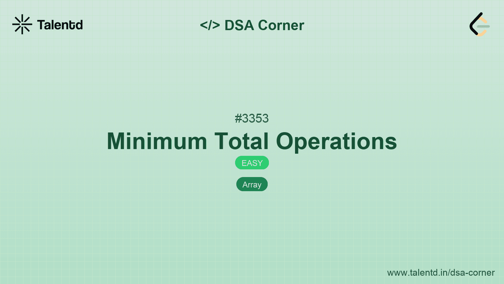 Problem visualization for Minimum Total Operations