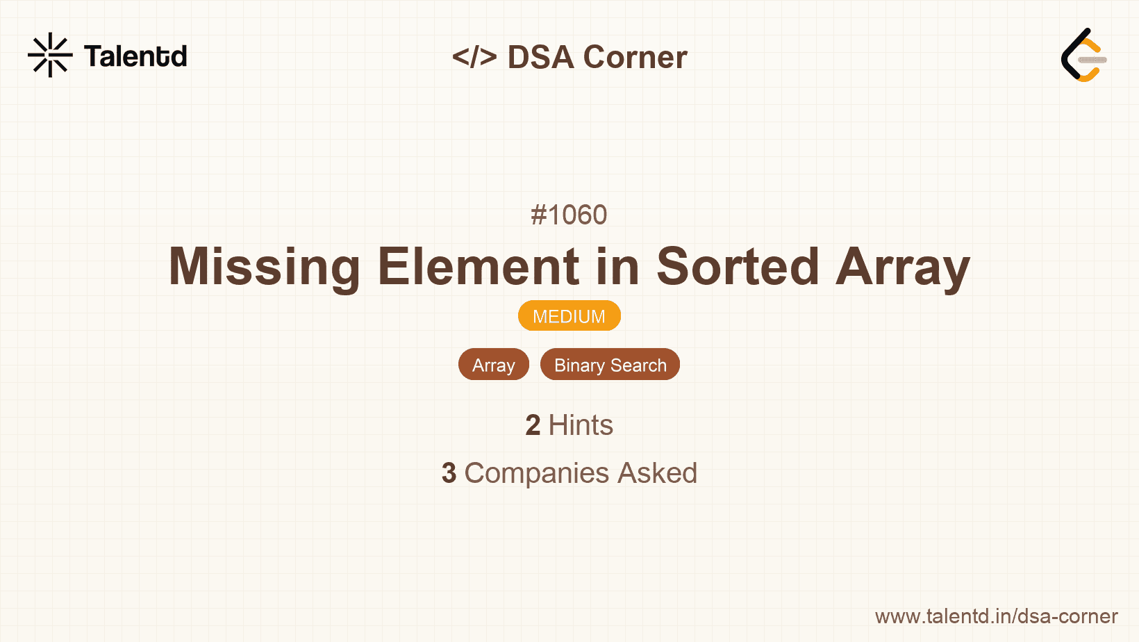 Problem visualization for Missing Element in Sorted Array