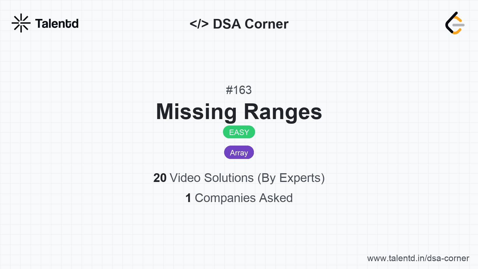 Problem visualization for Missing Ranges