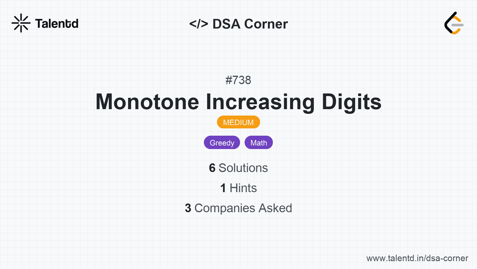 Problem visualization for Monotone Increasing Digits