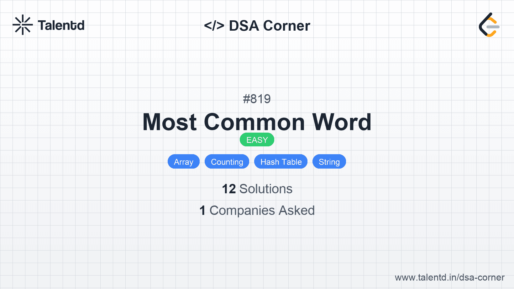 Problem visualization for Most Common Word
