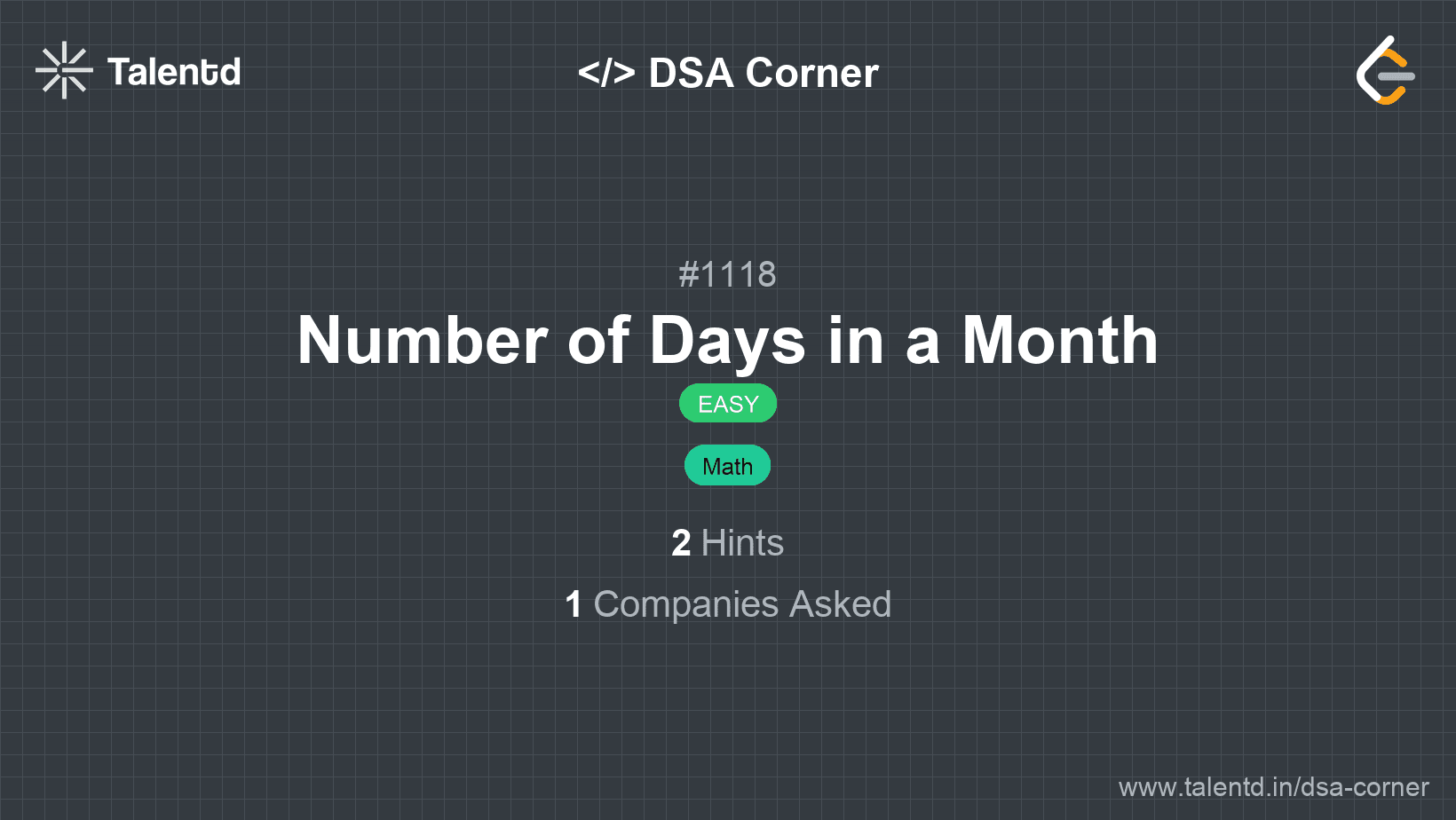 Problem visualization for Number of Days in a Month