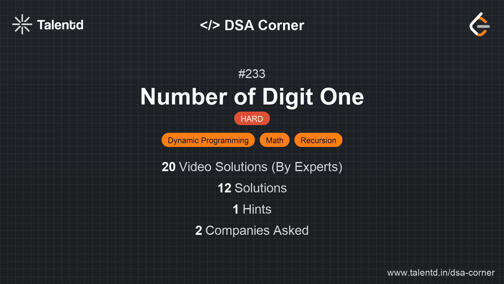 Problem visualization for Number of Digit One