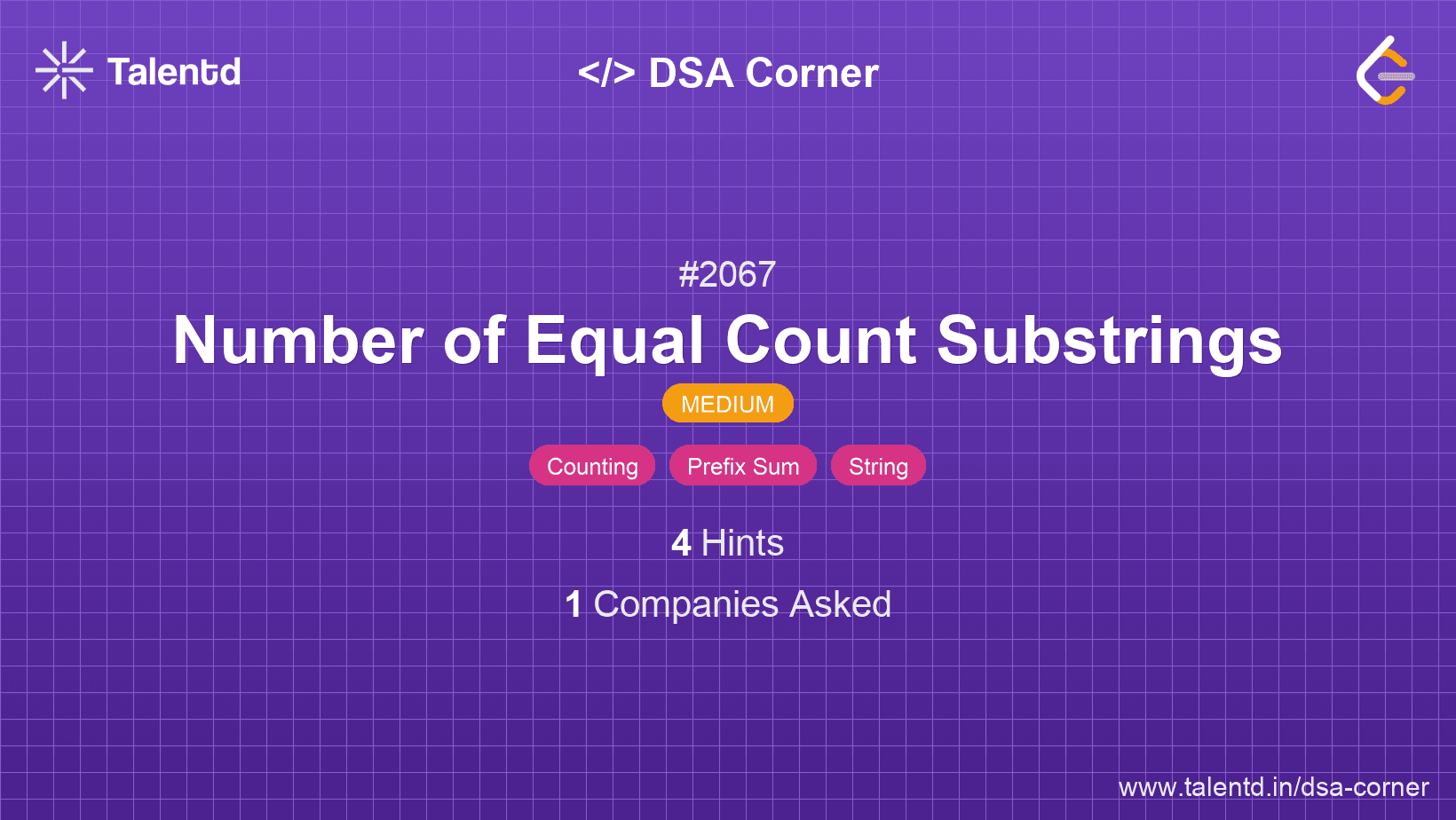 Problem visualization for Number of Equal Count Substrings