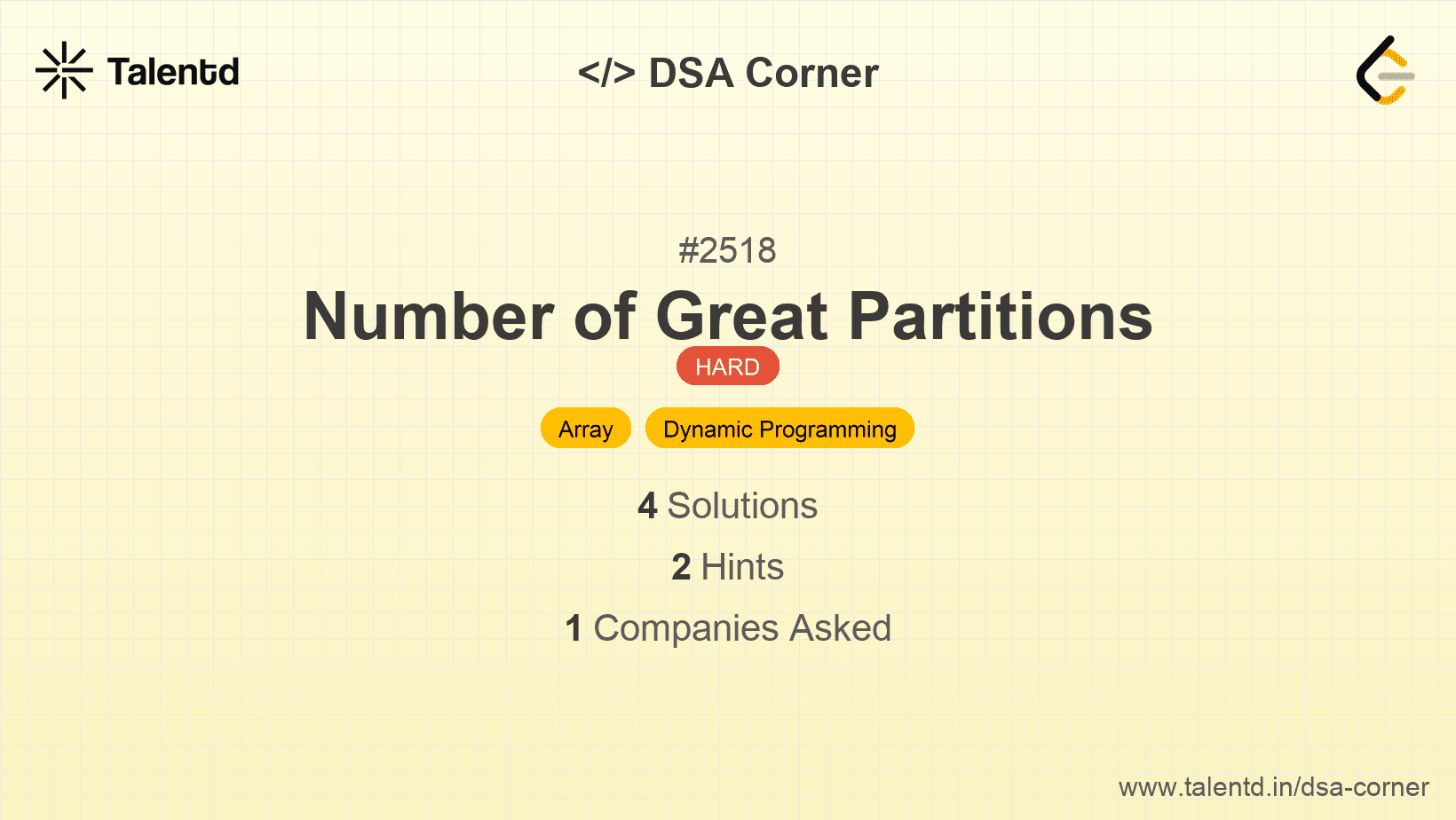 Problem visualization for Number of Great Partitions