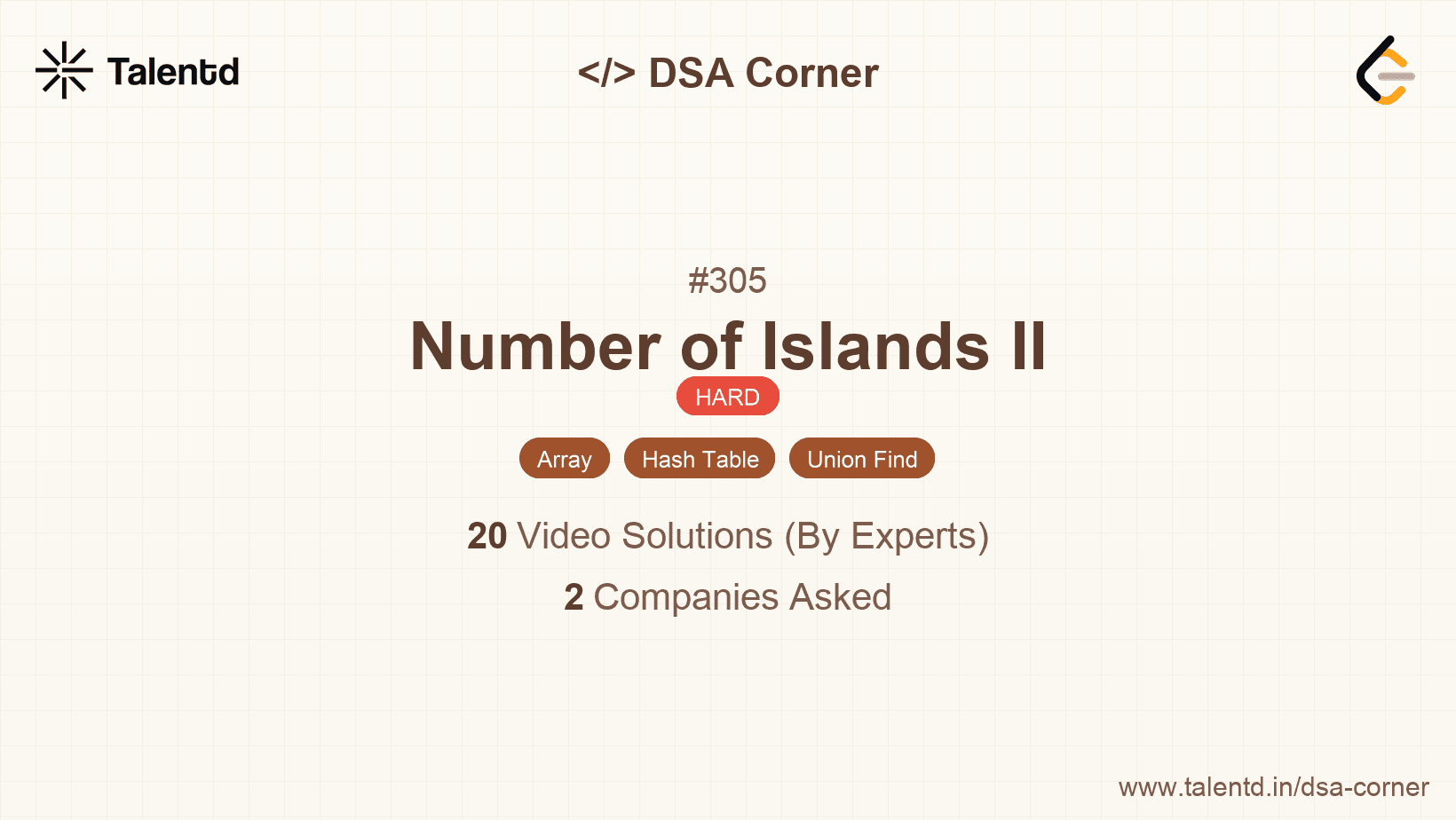 Problem visualization for Number of Islands II