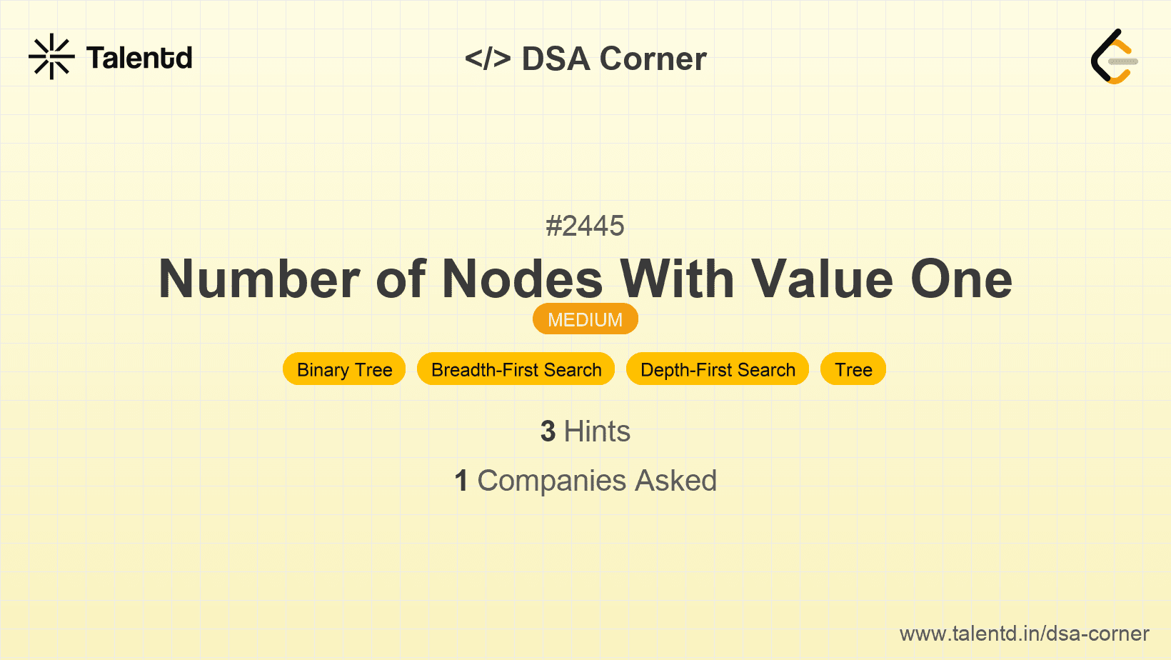 Problem visualization for Number of Nodes With Value One