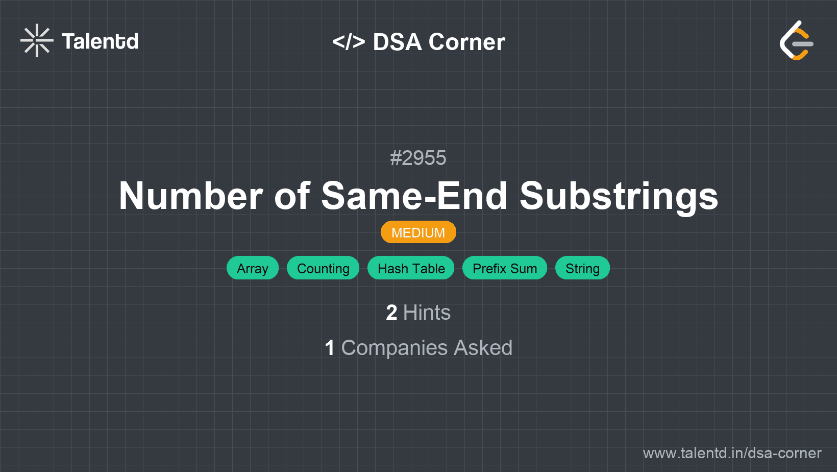Problem visualization for Number of Same-End Substrings