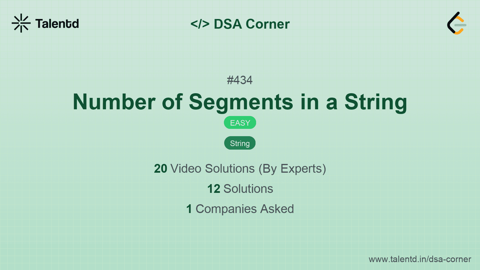 Problem visualization for Number of Segments in a String