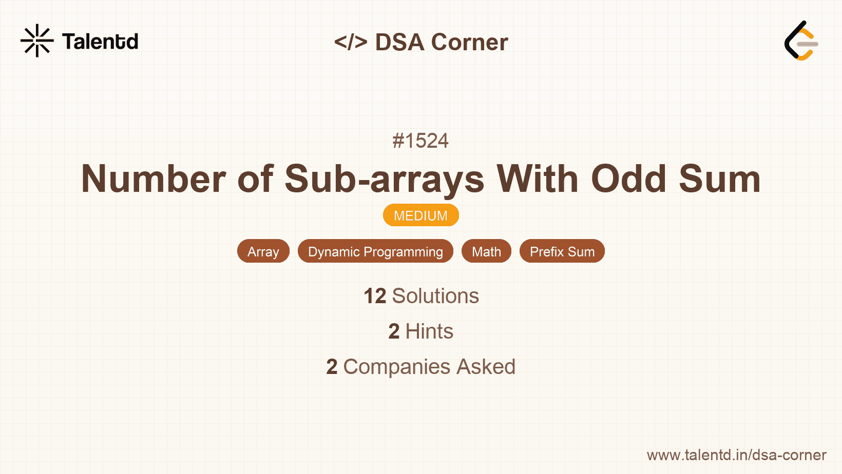 Problem visualization for Number of Sub-arrays With Odd Sum