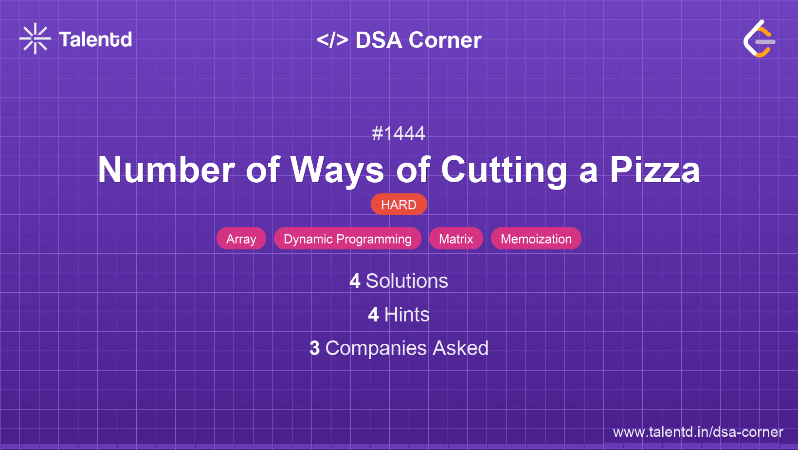 Problem visualization for Number of Ways of Cutting a Pizza