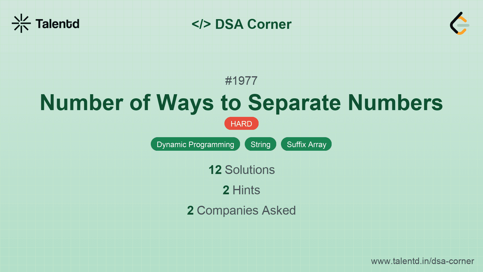 Problem visualization for Number of Ways to Separate Numbers