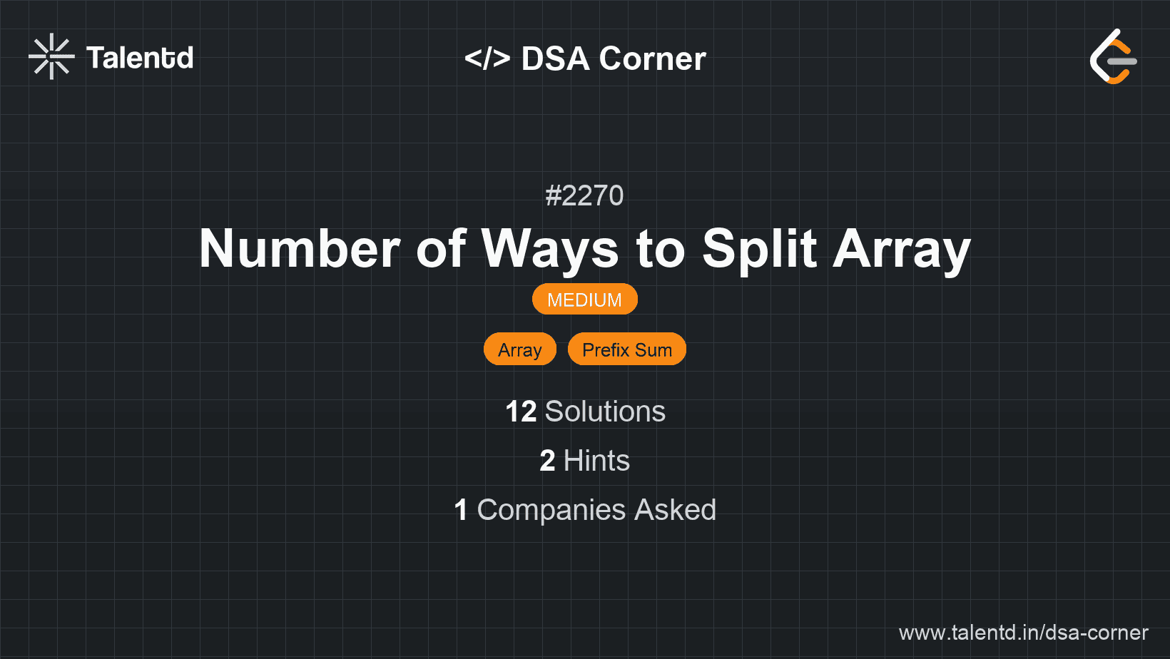 Problem visualization for Number of Ways to Split Array