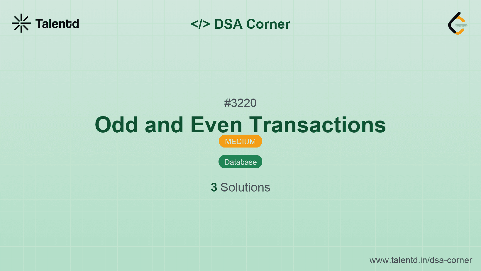 Problem visualization for Odd and Even Transactions