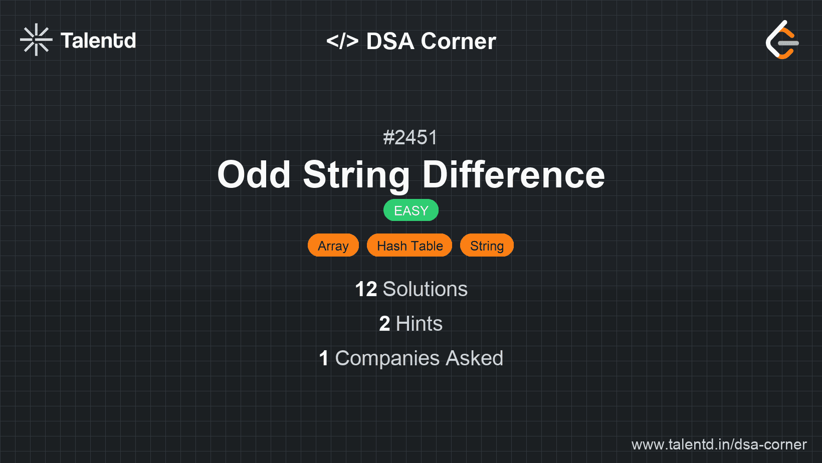 Problem visualization for Odd String Difference
