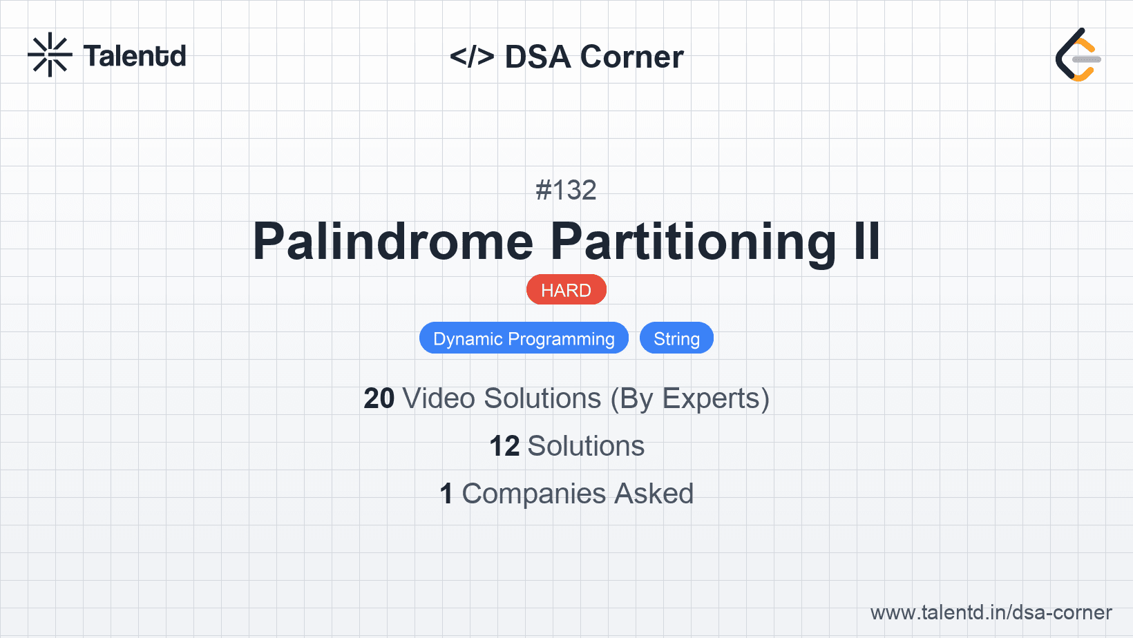 Problem visualization for Palindrome Partitioning II