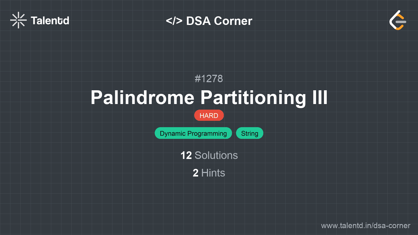 Problem visualization for Palindrome Partitioning III
