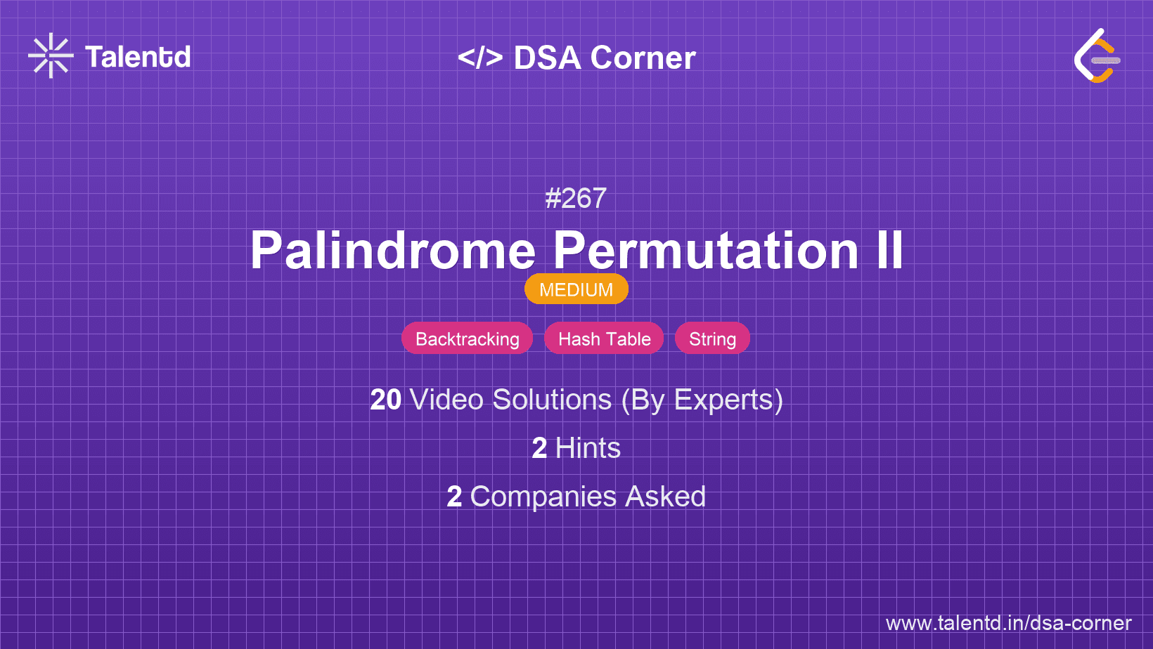 Problem visualization for Palindrome Permutation II