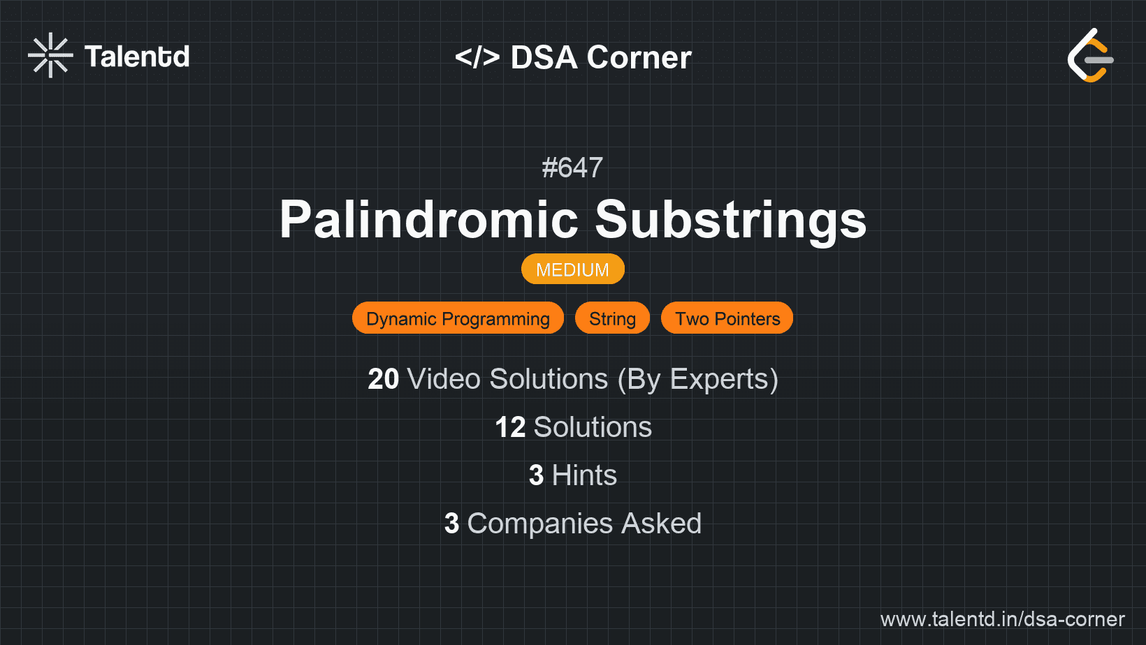 Problem visualization for Palindromic Substrings